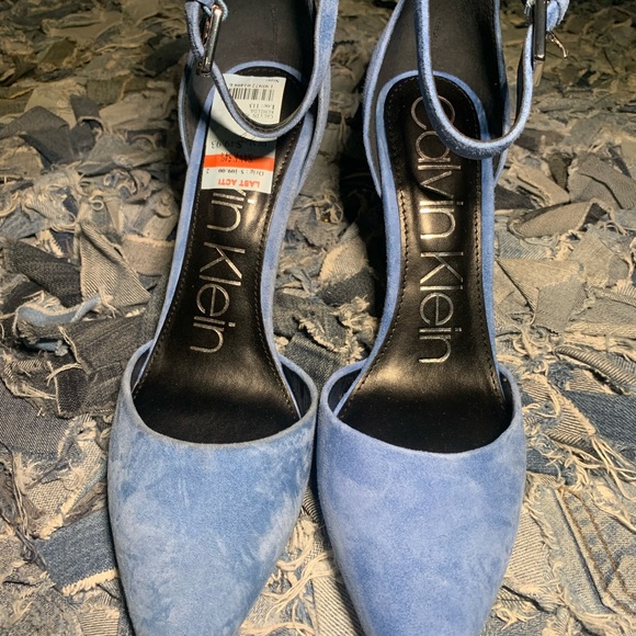 Baby Blue Suede Heels - Picture 2 of 8